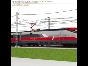 high speed train etr500 frecciarossa and main line 3D Model
