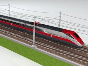 high speed train etr500 frecciarossa and main line 3D Model