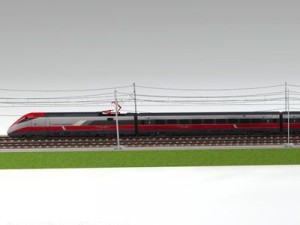 high speed train etr500 frecciarossa and main line 3D Model