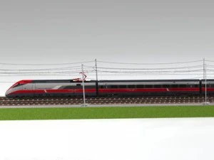 high speed train etr500 frecciarossa and main line 3D Model