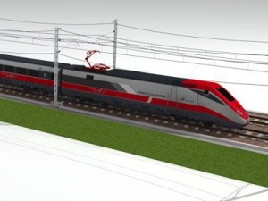 high speed train etr500 frecciarossa and main line 3D Model