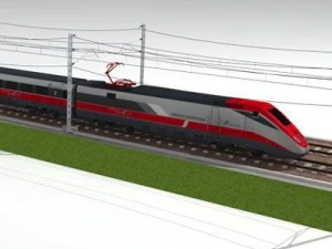 high speed train etr500 frecciarossa and main line 3D Model