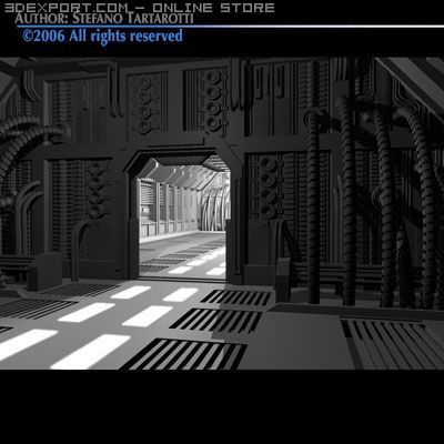 science fiction door 3D Model .c4d .max .obj .3ds .fbx .stl .blend 