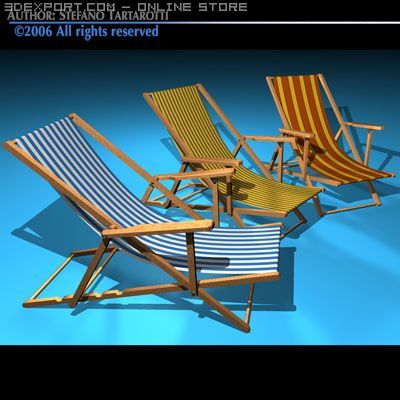 deck chair 3D 模型 .c4d .max .obj .3ds .fbx .stl .blend 
