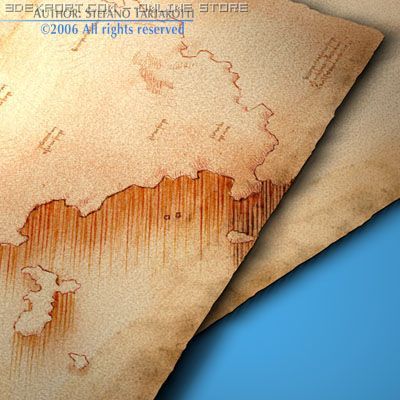 treasure map 3D Model .c4d .max .obj .3ds .fbx .stl .blend 