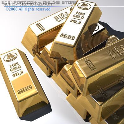gold bars 3D Модель .c4d .max .obj .3ds .fbx .stl .blend 