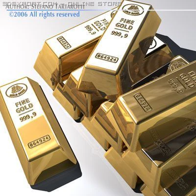 gold bars 3D Model .c4d .max .obj .3ds .fbx .stl .blend 