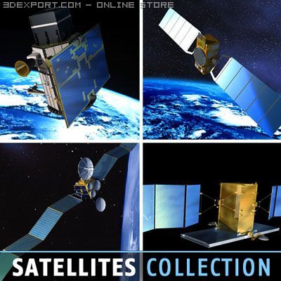 4 satellites collection 3D Model .c4d .max .obj .3ds .fbx .stl .blend 