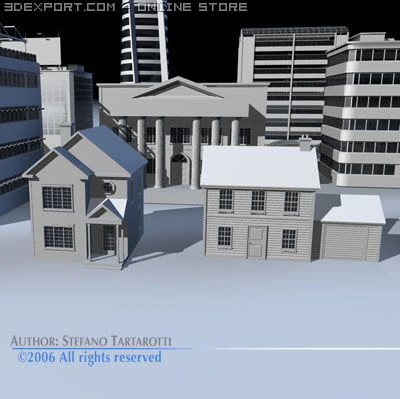 city pack 1 3D Model .c4d .max .obj .3ds .fbx .stl .blend 