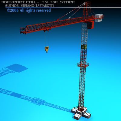 tower crane 3D Model .c4d .max .obj .3ds .fbx .stl .blend 