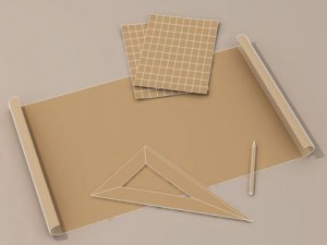 architect desk set Model 3D