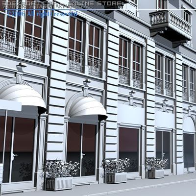 european building front 3D मॉडल .c4d .max .obj .3ds .fbx .stl .blend 
