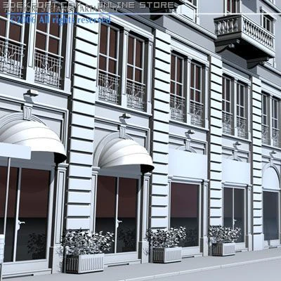 european building front 3D Model .c4d .max .obj .3ds .fbx .stl .blend 