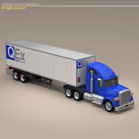 us freight truck 3D 模型 .c4d .max .obj .3ds .fbx .stl .blend 