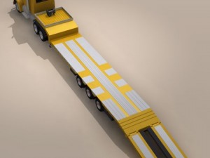 truck with stepframe trailer and excavator Model 3D