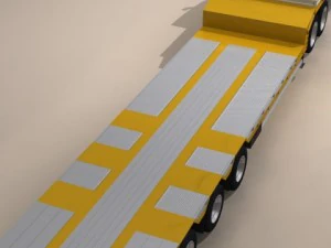 truck with stepframe trailer and excavator 3D Model