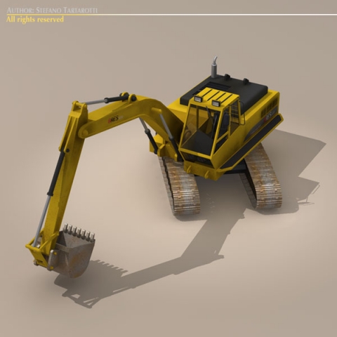 excavator 3Dモデル .c4d .max .obj .3ds .fbx .stl .blend 