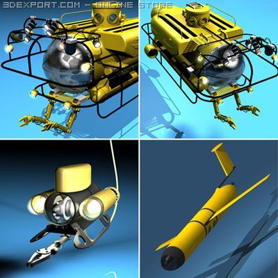 submarine collection 3D मॉडल .c4d .max .obj .3ds .fbx .stl .blend 