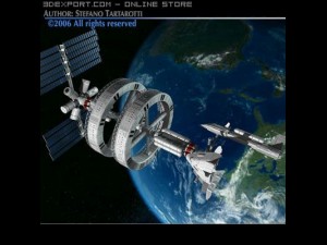 space station with spaceships 3D Model