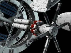 space station with spaceships 3D Model