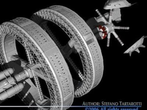 space station with spaceships 3D Модель