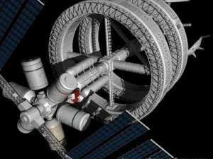 space station with spaceships 3D Model