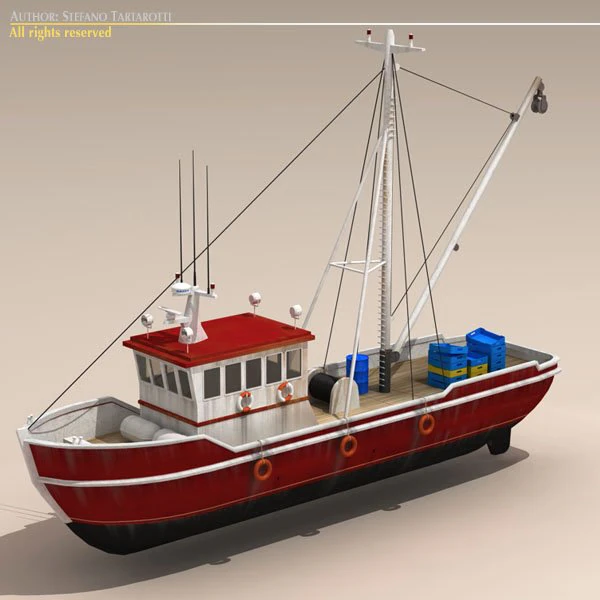 fishing boat 3D Model .c4d .max .obj .3ds .fbx .stl .blend 