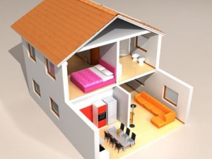 house cutaway two floor 3D Model