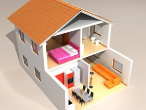 huis opengewerkt twee verdiepingen 3D Model