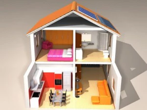 house cutaway two floor 3D Model