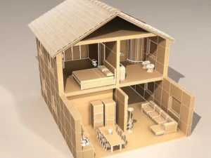 house cutaway two floor 3D Model