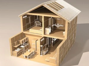 house cutaway two floor 3D Model
