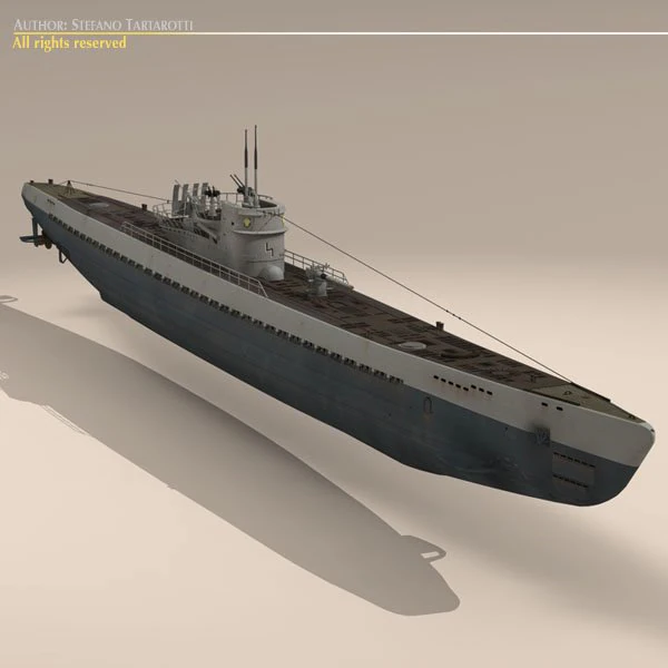 type ix uboat submarine 3D Model .c4d .max .obj .3ds .fbx .stl .blend 