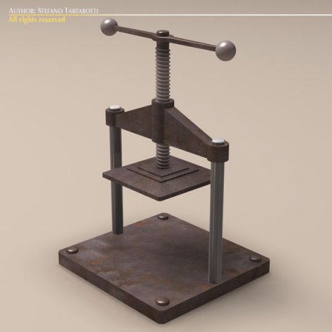 screw press 3D Модель .c4d .max .obj .3ds .fbx .stl .blend 