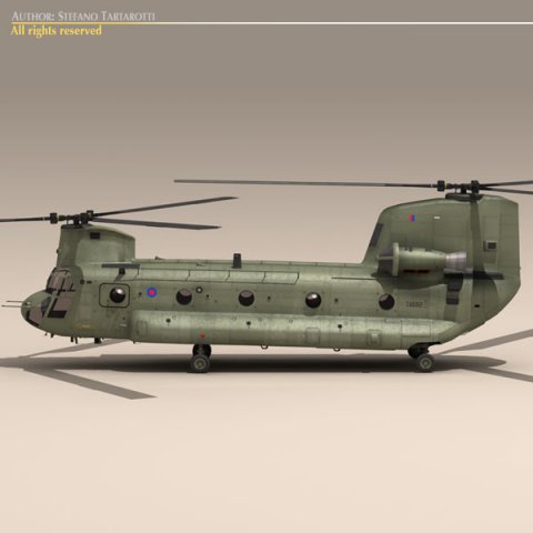 ch47 raf helicopter Modelo 3D .c4d .max .obj .3ds .fbx .stl .blend 