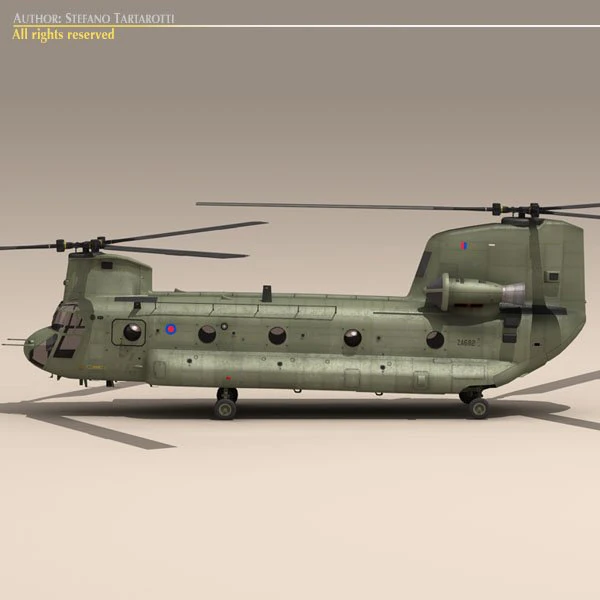 ch47 raf helicopter 3D Model .c4d .max .obj .3ds .fbx .stl .blend 