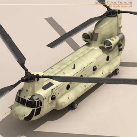 ch47 us army desert helicopter 3D Модель .c4d .max .obj .3ds .fbx .stl .blend 