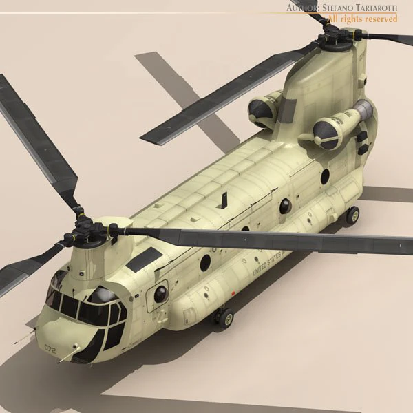 ch47 us army desert helicopter 3D Model .c4d .max .obj .3ds .fbx .stl .blend 
