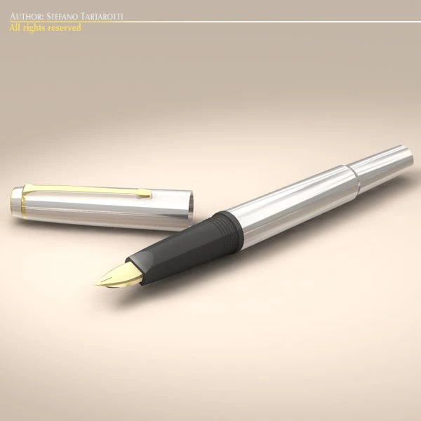 fountain pen 3D Model .c4d .max .obj .3ds .fbx .stl .blend 