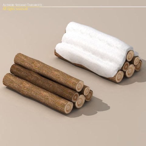 logs with snow 3D Model .c4d .max .obj .3ds .fbx .stl .blend 