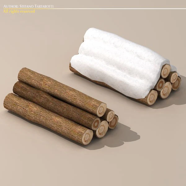 logs with snow 3D Model .c4d .max .obj .3ds .fbx .stl .blend 