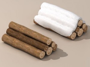 logs with snow Modello 3D