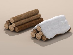 logs with snow 3D Model