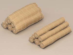 logs with snow 3D Model