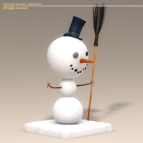 cartoon snowman 3D Модель .c4d .max .obj .3ds .fbx .stl .blend 