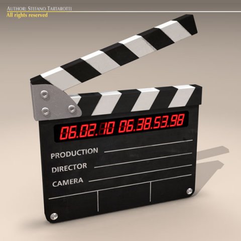 clapperboard 3D Model .c4d .max .obj .3ds .fbx .stl .blend 