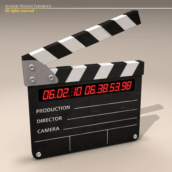 clapperboard 3D Model .c4d .max .obj .3ds .fbx .stl .blend