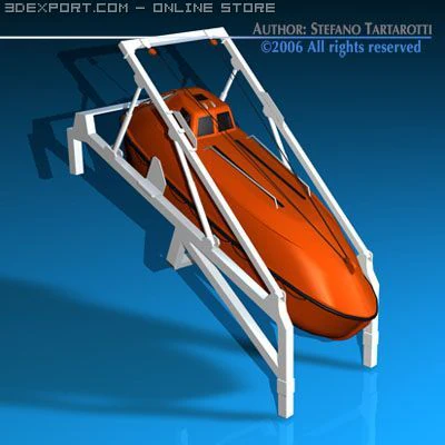 life boat free fall ramp 3D Model .c4d .max .obj .3ds .fbx .stl .blend 