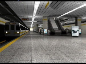 subway station with train 3D Model