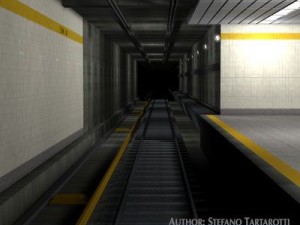 subway station with train 3D Model